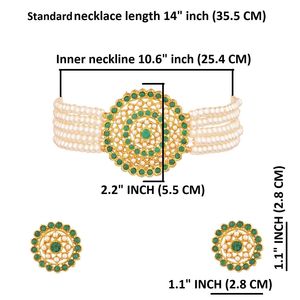 Fabricants de bijoux traditionnels indiens cristal vert fausse perle perlée collier ras du cou boucles d'oreilles ensemble de bijoux - Product Image 4