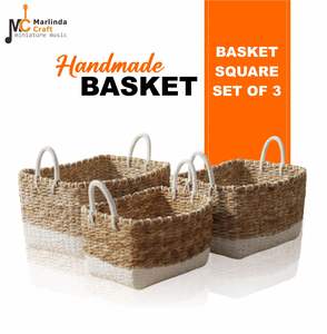 ชุดตะกร้าสี่เหลี่ยม 3 ใบ ทำจากใยมะพร้าว งานฝีมือ - Product Image 1