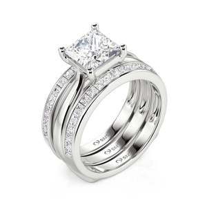 Wedding Princess Cut Enhancer <b>Sterling</b> <b>Silver</b> Ring <b>Set</b> by Jeulia - Product Image 2