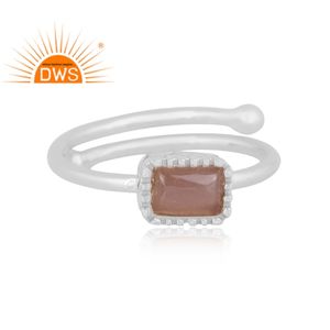 Anillo apilable de piedras preciosas de luna de Chocolate Natural de plata de ley fina superventas, fabricante de joyería personalizada - Product Image 2