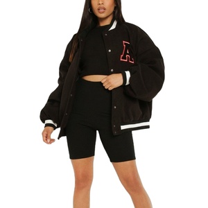 Invierno hombres mujeres letra bordado béisbol Varsity chaqueta Hip Hop lana abrigo grueso cálido Letterman mujer Varsity chaqueta - Product Image 1