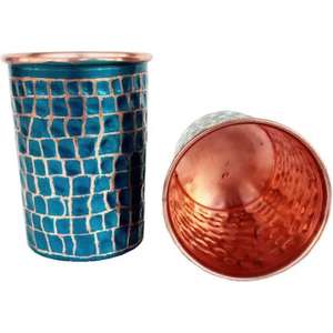 Verre en cuivre poli fait à la main avec finition extérieure brillante pour une consommation quotidienne disponible au prix de gros - Product Image 2