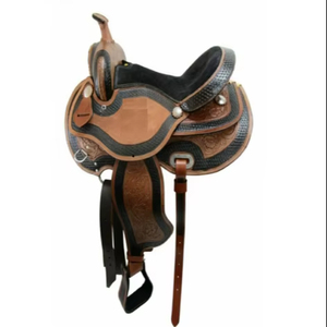 Sillín occidental de caballo de cuero genuino de calidad superior Sillín occidental de carreras de barril para montar a caballo - Product Image 1