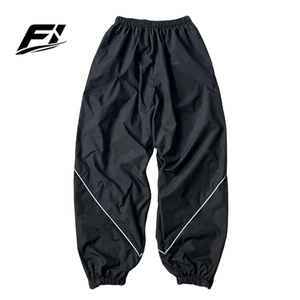Pantalon de jogging en nylon imperméable respirant coupe-vent avec détails de passepoil et cordon de serrage, style streetwear décontracté, logo personnalisé, pour homme, USA - Product Image 1