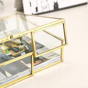 Boîte à bijoux vintage en laiton avec verre trempé, design gravé personnalisé pour photos, cartes postales, petits carnets - Living - Product Image 4
