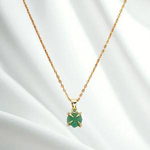 Raw Amazonite Birthstone Prong Set Colgante Collar 925 Plata Rough Stone Pendant Charms - Product Image 1