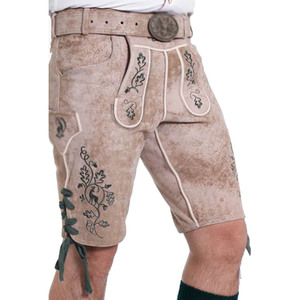 Meilleure vente à la mode High Street Wear Lederhosen cuir brodé Shorts en cuir uni - Product Image 3