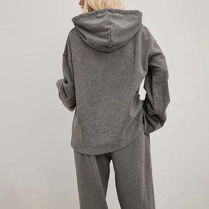Sudadera con capucha extragrande de lavado ácido de algodón 100% para mujer, ropa de calle con hombros caídos, Top de moda Premium en blanco OEM, sudaderas con capucha para mujer al por mayor - Product Image 2
