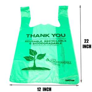 Bolsa de embalaje de camiseta biodegradable, basura plana gruesa para compostaje para residuos de supermercado, biodegradable - Product Image 3