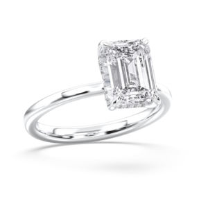 Emeraude et coupe ronde 3.00 carats F-G/VS Lab Grown Diamond Prong Set Solitaire Bague de fiançailles fabriquée en platine pour les femmes - Product Image 4