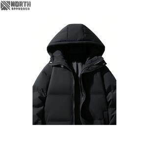 Vestes d'hiver unisexes en cuir matelassé pour hommes haute qualité 100% nylon personnalisé noir bulle design capuche amovible chaud fermeture éclair pour hommes - Product Image 3