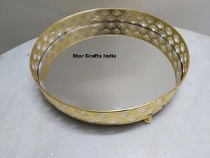 Vente en gros de luxe personnalisé en acier inoxydable argent or plateau métal hôtel restaurant thé café plateau de fruits plateau de service - Product Image 6