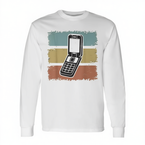 T-shirt à manches longues avec téléphone portable vintage classique à clapet - Product Image 2