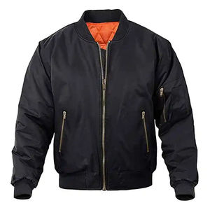 Bomber OEM personnalisé pour hommes blouson d'aviateur en satin avec deux poches latérales et sur les manches blousons d'aviateur en coton et polyester de meilleure qualité pour hommes - Product Image 2