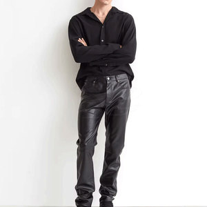กางเกงหนังผู้ชายสีทึบ - Product Image 2