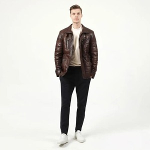 เสื้อแจ็กเก็ตหนังขี่มอเตอร์ไซค์สไตล์ไฮสตรีทสำหรับผู้ชายเสื้อโค้ทผ้าแคนวาสแบบมีซิปทรงสลิมฟิตมีปกเสื้อโค้ทแบบสั้นสำหรับฤดูหนาว - Product Image 1