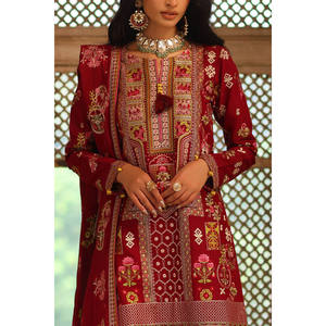 Costume en satin de soie brute brodé 3 pièces avec dupatta SP-52058 - Product Image 5