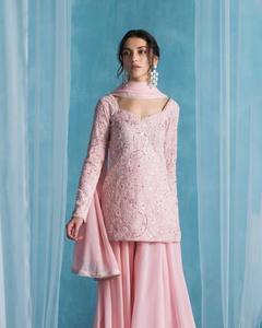 Traditionnel ethnique indien pakistanais Salwar Kameez ensemble Georgette séquence travail entièrement cousu séchage rapide toutes les saisons pour la fête - Product Image 5