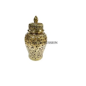 Precioso aspecto más elegante diseñador único arte creativo moderno de alto grado chapado en oro de metal hecho tarro de jengibre de proveedor indio - Product Image 3