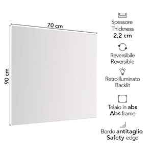 Espejo de Baño LED de 90x70cm, Resistente al Agua, con Marco de Aluminio, Diseño Minimalista, para Montar en la Pared - Product Image 2