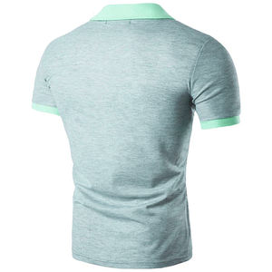 เสื้อโปโลแขนสั้นลำลองสำหรับผู้ชายเสื้อระบายอากาศได้ดีถักลายสีพื้นพิมพ์ลายด้วยความร้อน - Product Image 6