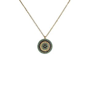 Collier pendentif en métal de style œil maléfique doré - Product Image 1