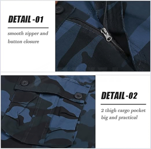 Short Cargo Homme Multi-Poches Twill Camo Casual Work Shorts - Product Image 3