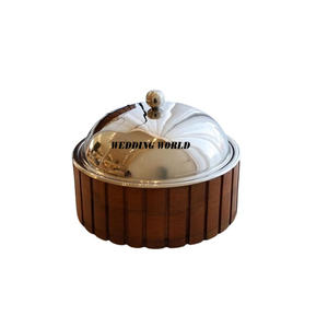 Marmite en bois avec couvercle à double paroi, forme ronde, design luxueux, casserole, vente chaude, nouveau réchaud alimentaire en métal - Product Image 1