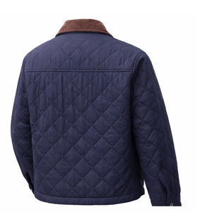 Chaqueta de Hombre al por Mayor, Chaqueta Acolchada con Forro Acolchado de Diamantes Vintage, Cuello de Pana para Hombre, Chaqueta con Logotipo Personalizado de Marca Privada - Product Image 3