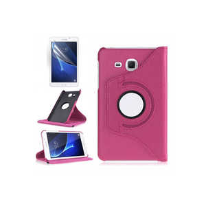 Étui en cuir PU avec support rotatif à 360 degrés Netzy avec protection double couche pour Tab 4 T280 rose foncé - Product Image 1