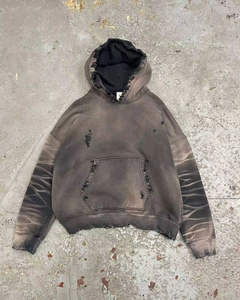 Sweat à capuche d'hiver personnalisé unisexe 100% coton épais et oversize Vintage lavé à l'acide éponge française écologique respirant délavé au soleil - Product Image 6