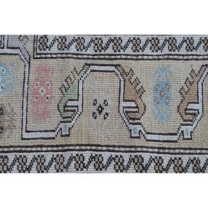 Petit tapis vintage 3x4,6 pieds, tapis turc en laine camouflage brun et blanc - Product Image 5