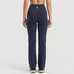 Navy Pulse <b>Flared</b> <b>Leggings</b> for Ladies Oversized High-Waist Stretch Fitness Yoga Pants XL Size High Quality Knitted Fabric Design - Product Image 3