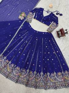 Lehenga bleu tendance avec chemisier et Dupatta | Mariage, réception, tenue de festival | Taille personnalisée et support de couleur - Product Image 6