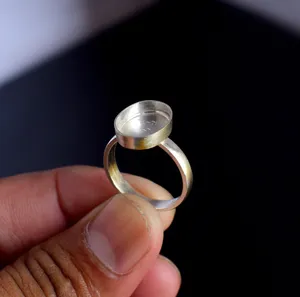 ห่วง925เปล่าสำหรับทำแหวนอัญมณีรูปวงรีขนาด7-30มม. คอลเล็ตเปล่าสำหรับทำแหวนเครื่องประดับ - Product Image 1