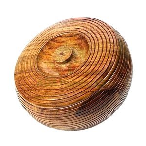 สติกเกอร์ด้านนอกพิมพ์ลายก๋วยเตี๋ยวไม้ที่ให้บริการผลไม้ชามลึกทำด้วยมือแบบเรียบง่ายสลัดให้บริการชามแป้งไม้ไผ่ fwe - Product Image 2