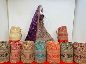 5 Nuevos diseños Sparkling Twinkle Net Lehengas Full Jarkan Stonework Blusas largas 10 hermosos colores para ropa de fiesta - Product Image 2