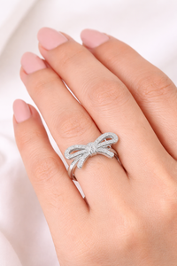 Anillo de Diamantes de Laboratorio con Diseño de Lazo, Chapado en Oro Puro de 14K o Plata de Ley, con Diamantes Engastados en Pavé, Regalo de Cumpleaños para Ella - Product Image 5