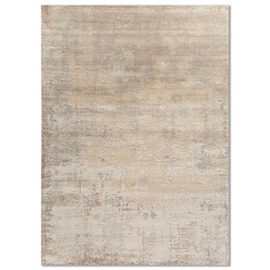 Alfombra de Lana y Seda Entropy Ivory Anudada a Mano Esh-1523 con Patrón Abstracto para Sala de Estar, Pasillo, Entrada, Rectángulo Tipo Rompecabezas para Adolescentes - Product Image 1