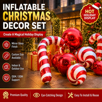 Décoration de Noël gonflable en forme de canne à sucre, boules miroir géantes pour affichage extérieur de fêtes, centres commerciaux, jardins et événements