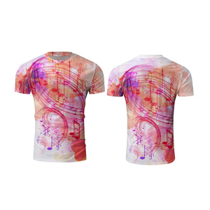 เสื้อยืดพิมพ์ลายโน้ตดนตรีแขนสั้นผู้ชายสีสันสดใสดีไซน์แฟชั่นลำลอง - Product Image 1
