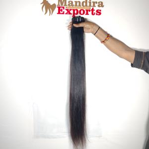 Cuticule alignée brut vierge aucun enchevêtrement fournisseur de tissage couleur noire faisceau droit crépus temple indien extensions de cheveux humains - Product Image 1