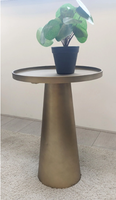 Meilleure vente Table basse ronde en métal doré avec plateau en bois de haute qualité Grand design traditionnel de haute qualité-Prix de gros