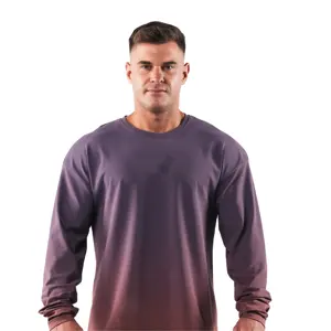 Wholesale Custom Soft Crewneck Long Sleeve T-Shirt Man Sport Running Oversized Fitness Oversized Gym Shirt For Men