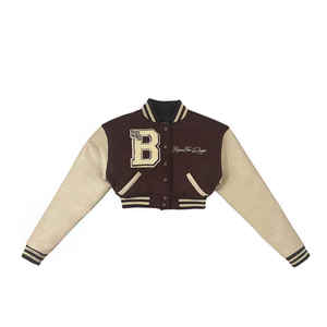 Blouson universitaire court personnalisable pour femme, coupe-vent, respirant, écologique, style baseball, vente en gros pour la saison hivernale - Product Image 4