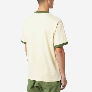 Camiseta de manga corta de diseño en blanco para ropa de hombre Camisetas Ringer Color sólido Camiseta de cuello redondo para hombre 100% algodón de talla grande - Product Image 3