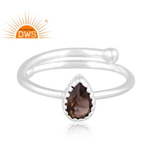 Meilleure vente, bague en argent sterling fin, Quartz fumé naturel, pierres précieuses empilables, fabricant de bijoux personnalisés - Product Image 3