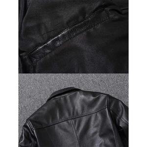 Chaqueta de Cuero Ligera para Hombre, Estilo Motero y Biker, con Capucha, Cómoda y a la Moda, de Piel de Vaca y Lona - Product Image 6