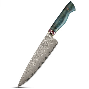 Couteaux de cuisine professionnels en acier Damas PRESTIGE BLADES, personnalisés en gros, OEM ODM, avec étui en cuir, ambidextres - Product Image 1