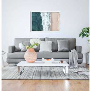 Cadre photo décoratif en bois blanc 61 x 91,5 cm, style carré à suspendre, format A3, cadre photo miroir à rabat, fabriqué en bambou et toile - Product Image 4